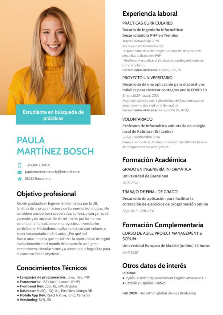 Las Mejores Plantillas De Cv Para Estudiantes